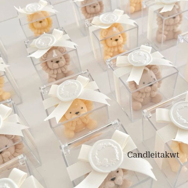 Aslan Figürlü Baby Shower Mum – Erkek Bebek Temalı, Kişiye Özel Etiketli El Yapımı Hediyelik