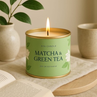 Matcha & Green Tea – Doğal Soya Mum | 200g El Yapımı | Zen & Meditasyon Kokusu