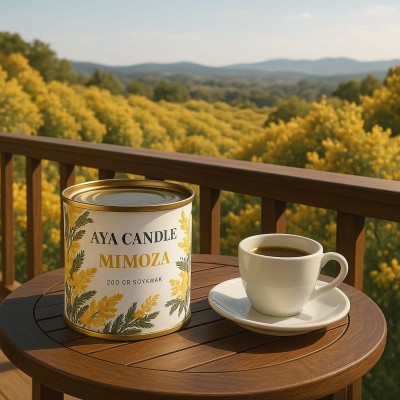 El Yapımı Mimoza Kokulu Soyawax Mum – Doğal, Uzun Ömürlü, Aromaterapi İçin İdeal