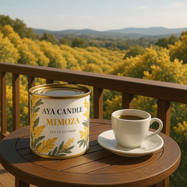 El Yapımı Mimoza Kokulu Soyawax Mum – Doğal, Uzun Ömürlü, Aromaterapi İçin İdeal