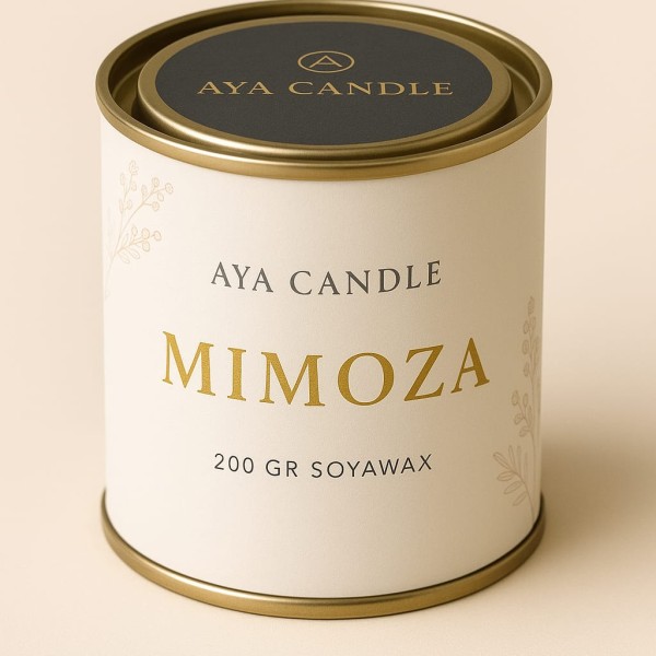 El Yapımı Mimoza Kokulu Soyawax Mum – Doğal, Uzun Ömürlü, Aromaterapi İçin İdeal