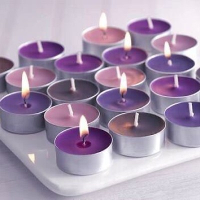 18 Adet Mor & Lila Renkli Tealight Mum Seti | Dekoratif ve Aromatik Küçük Mumlar