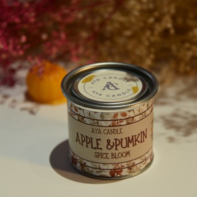 Apple & Pumpkin Kokulu Mum – El Yapımı 200g Doğal Soya Wax | Sonbahar Aromalı Teneke Mum
