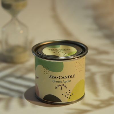 El Yapımı Green Apple Kokulu Soyawax Mum – Doğal, Uzun Ömürlü, Aromaterapi İçin İdeal