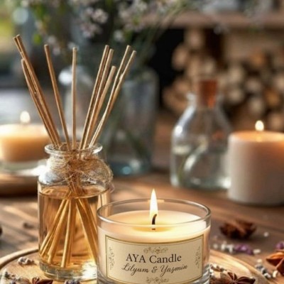 Lilyum & Yasemin Kokulu Mum 200 gr | El Yapımı Soya Mum | Romantik ve Zarif Çiçek Kokusu